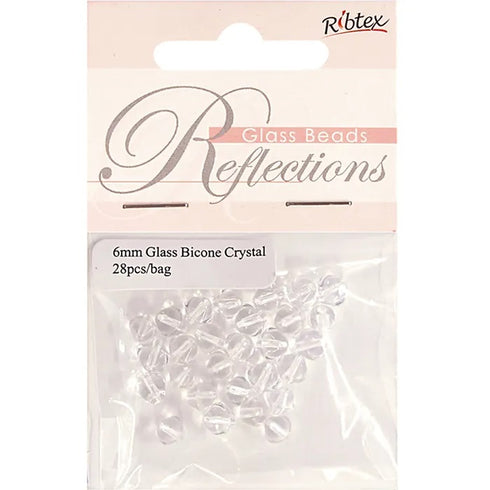 6mm Glass Bicone Beads (available in 2 colours)